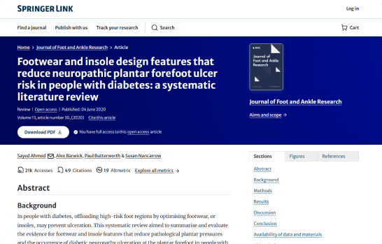 Footwear and insole design features that reduce neuropathic plantar forefoot ulcer risk in people with diabetes: a systematic literature review